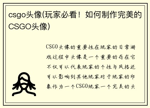 csgo头像(玩家必看！如何制作完美的CSGO头像)